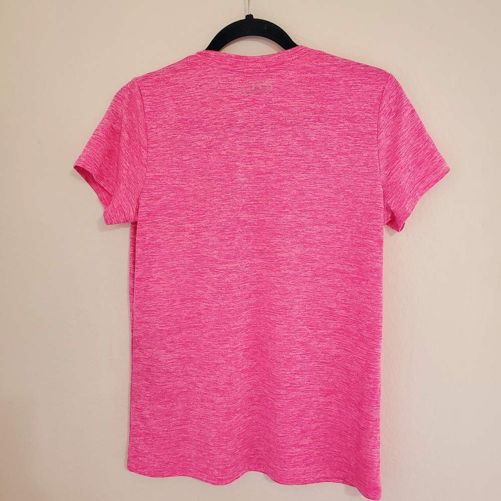 UNDER AMOUR pink short sleeve soft v neck tee Med. workout training gym - Picture 4 of 5